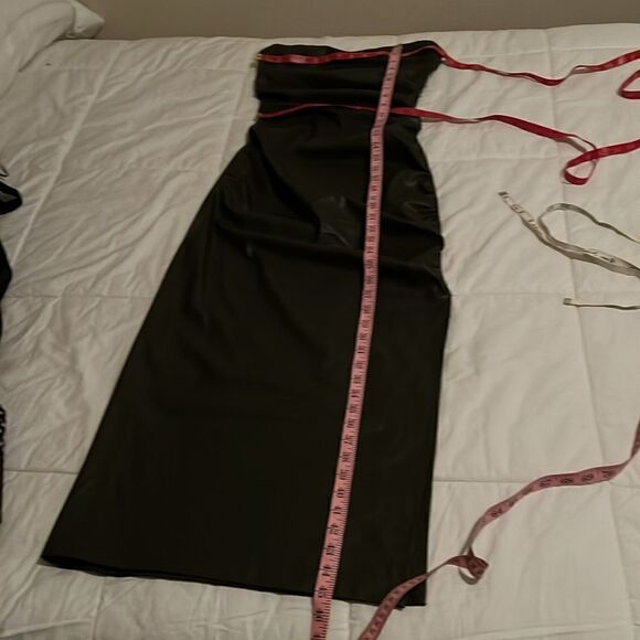 Zara Dress Small Green Leather Effect Strapless Bandeau Ruched Bodycon Tube Top - Picture 14 of 14